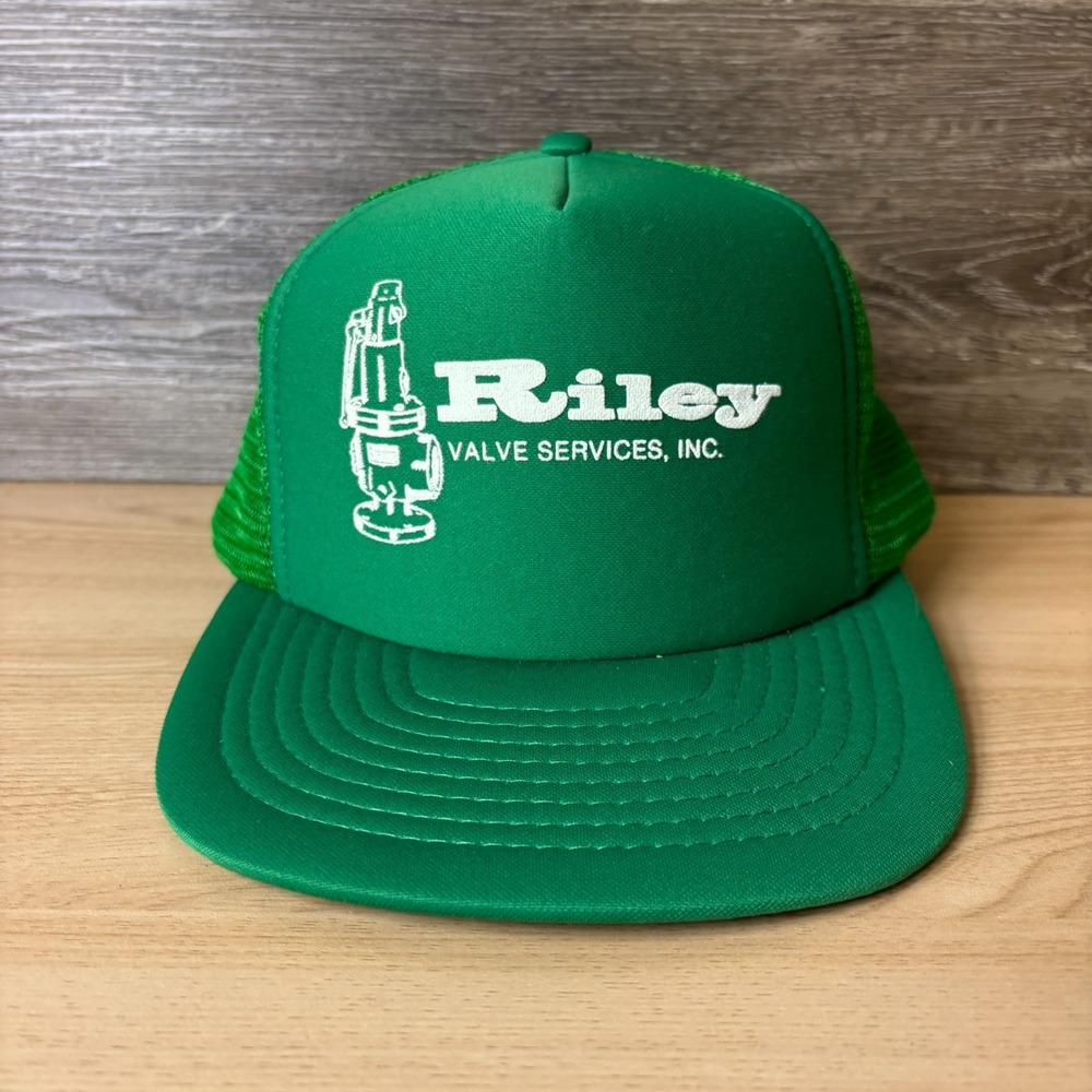 Vintage Riley Valve Services Inc Hat Cap Snap Back Green Trucker Adjustable